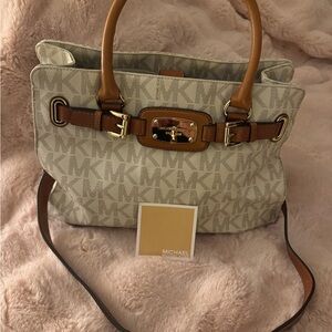 Michael Kors Cream and Tan Satchel